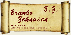 Branko Zekavica vizit kartica